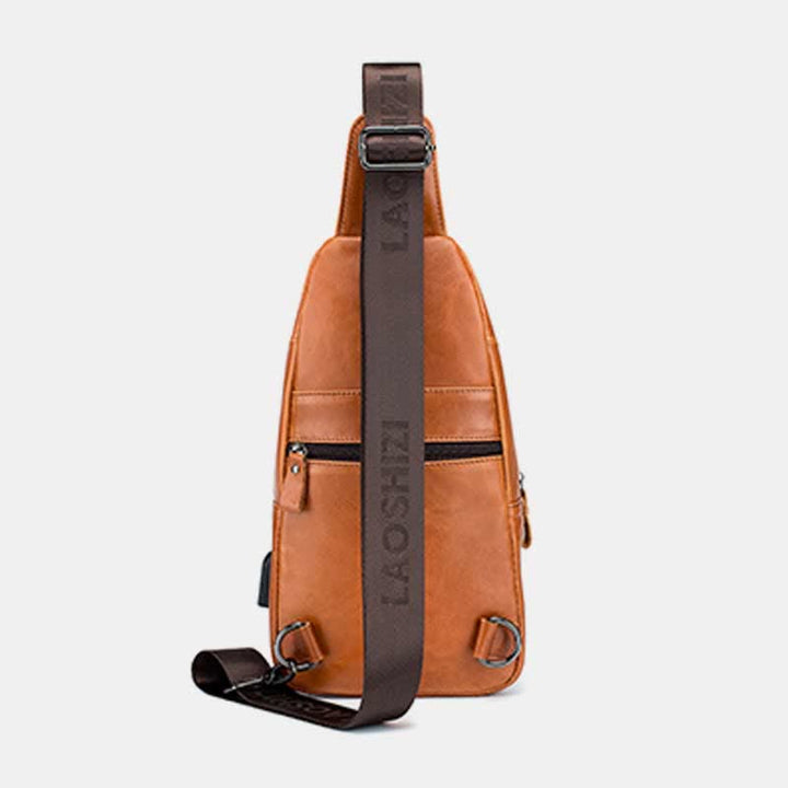 Schultertasche aus echtem Leder, lässiger Outdoor-Schulterrucksack, Brust-Tagesrucksack