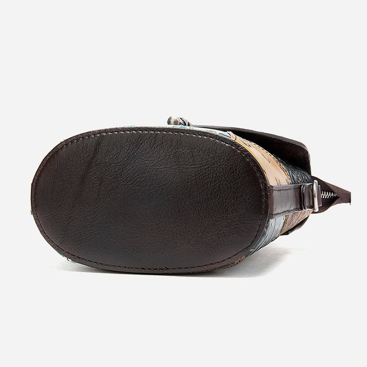 Handytasche für Damen, Vintage, Folk-Custom, Umhängetasche aus Rindsleder