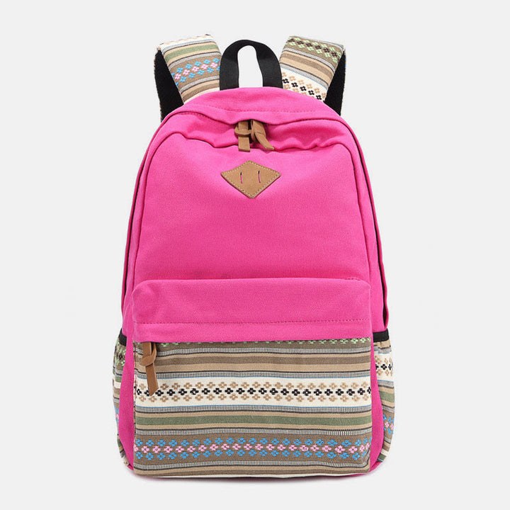 Rucksack für Frauen Bunter Streifen Benutzerdefinierter Canvas Student Sport Daypack