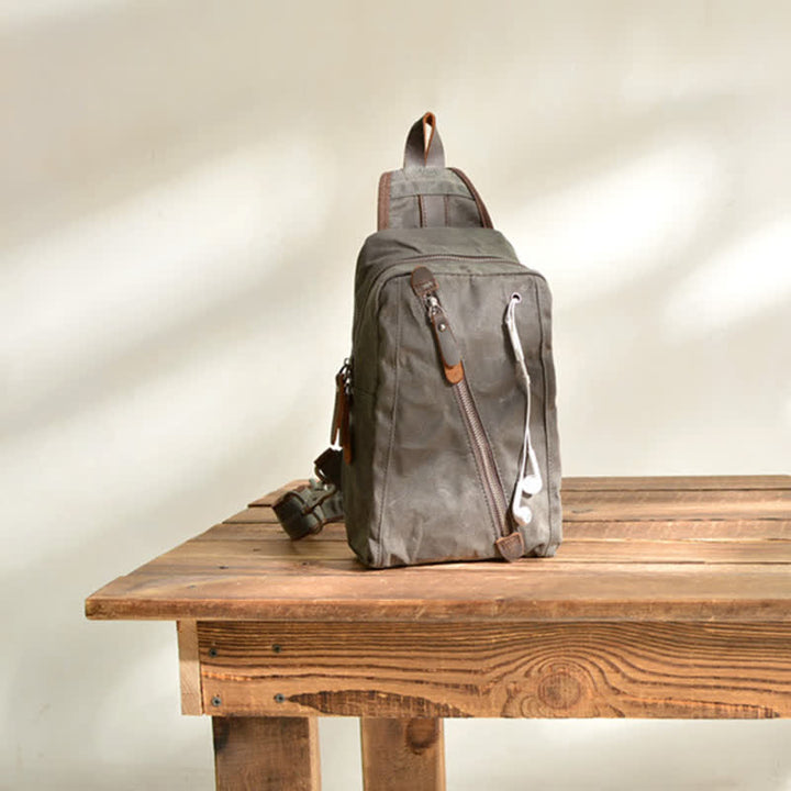 Schultertasche aus Canvas, Brusttasche, Reise-/Wanderrucksack, Umhängetasche, Tagesrucksack