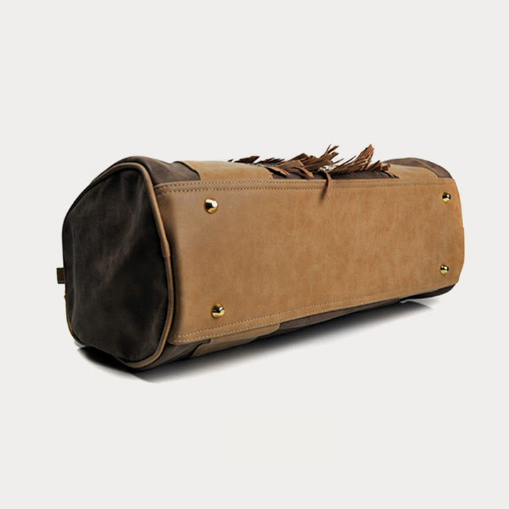 Tote für Damen im ethnischen Stil, PU-Leder, Quaste, Alltagshandtasche