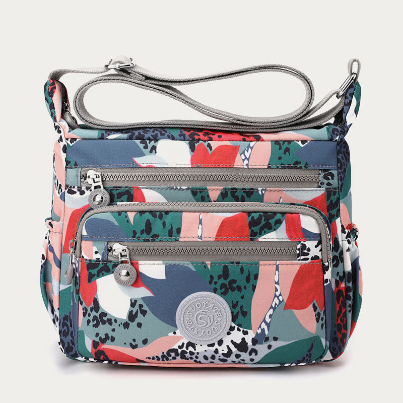 Umhängetasche aus Nylon für Damen, bedruckt, mehrfarbig, robuste Tasche