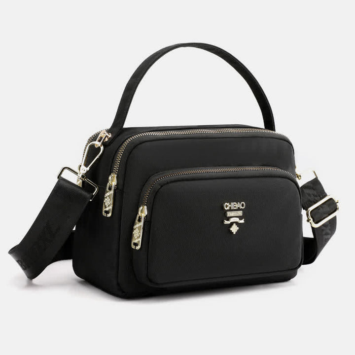 Umhängetasche mit Dreifach-Reißverschluss für Damen, wasserdichte, leichte Schulterhandtasche aus Nylon