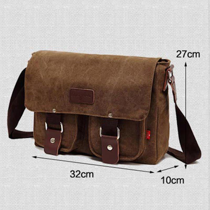 Canvas-Umhängetasche für Herren, mehrere Taschen, Vintage-Umhängetasche