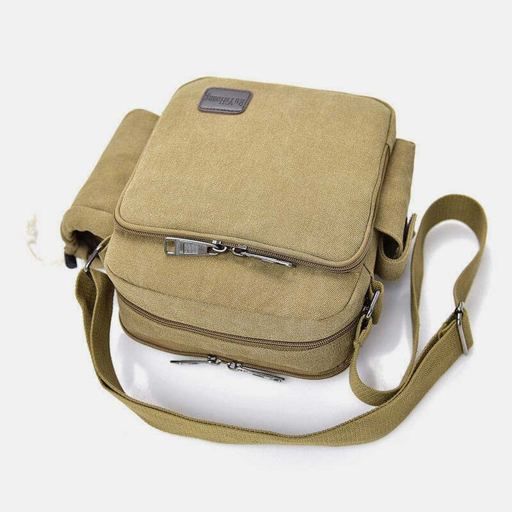Vintage Canvas Crossbody Tasche für Herren Multifunktionaler Tagesrucksack Schultertasche