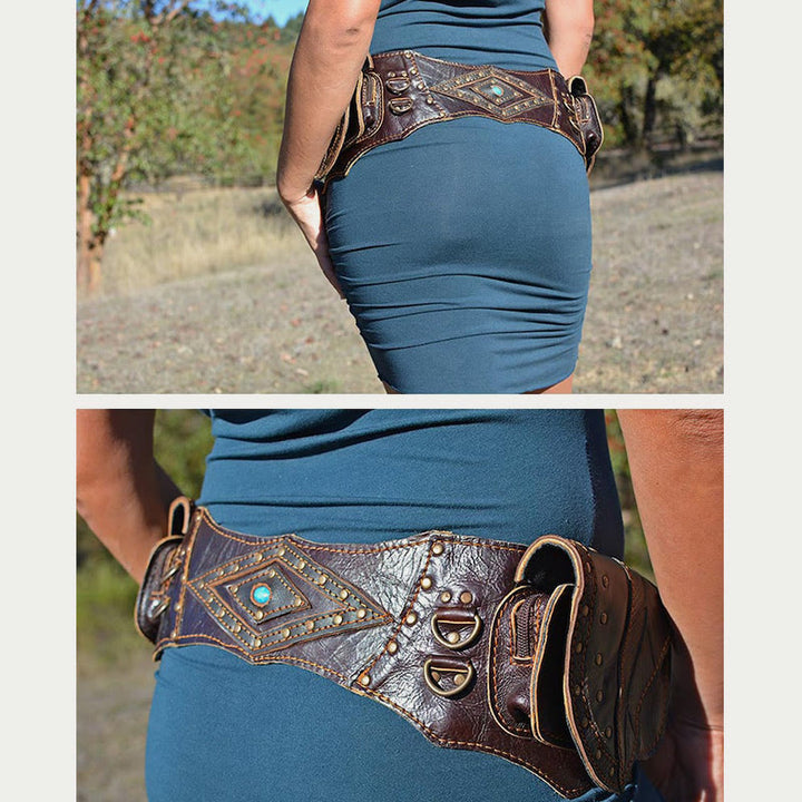 Mittelalterliche Hüfttasche für Frauen, Cosplay, Leder, Utility-Hüfttasche