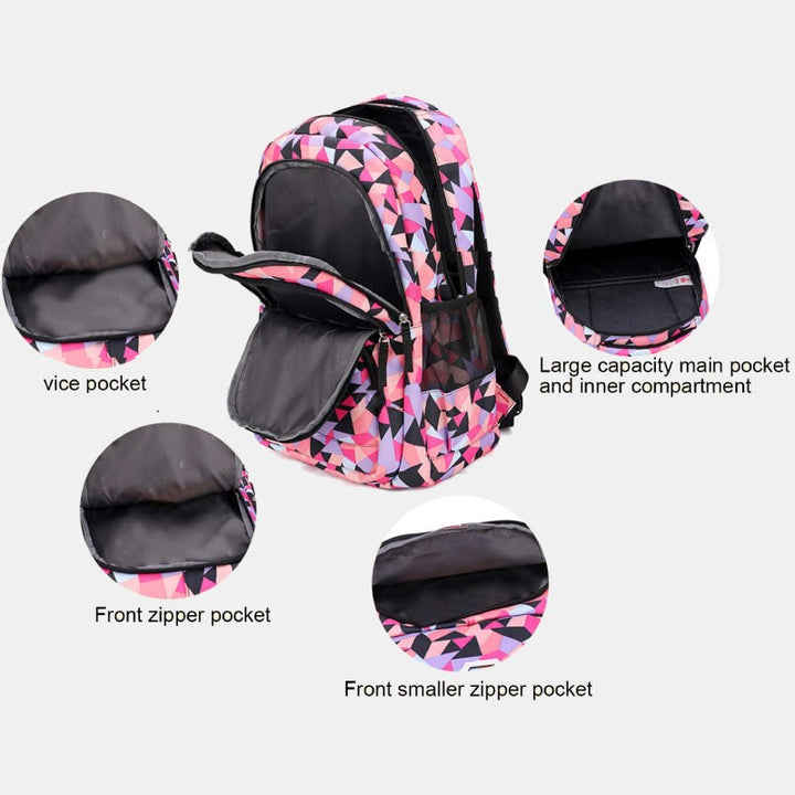 Schultasche mit Rollenden Rädern für Jungen und Mädchen, bunt bedruckter Rucksack