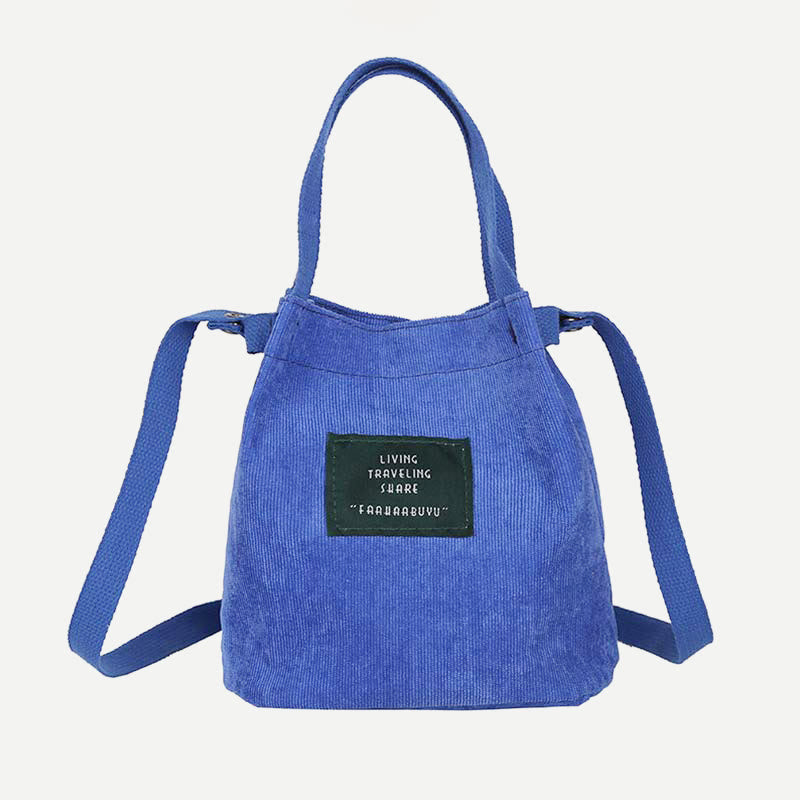 Top-Griff-Tasche für Frauen im Retro-Stil, literarische Cord-Canvas-Handtasche