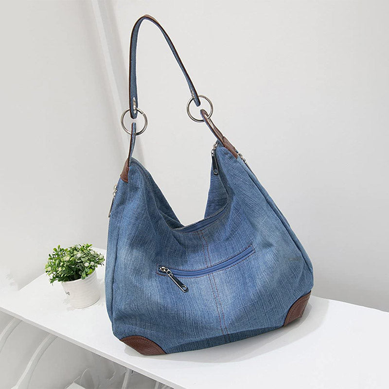 Multifunktionale klassische Denim Tote Hobo Schulter Umhängetasche