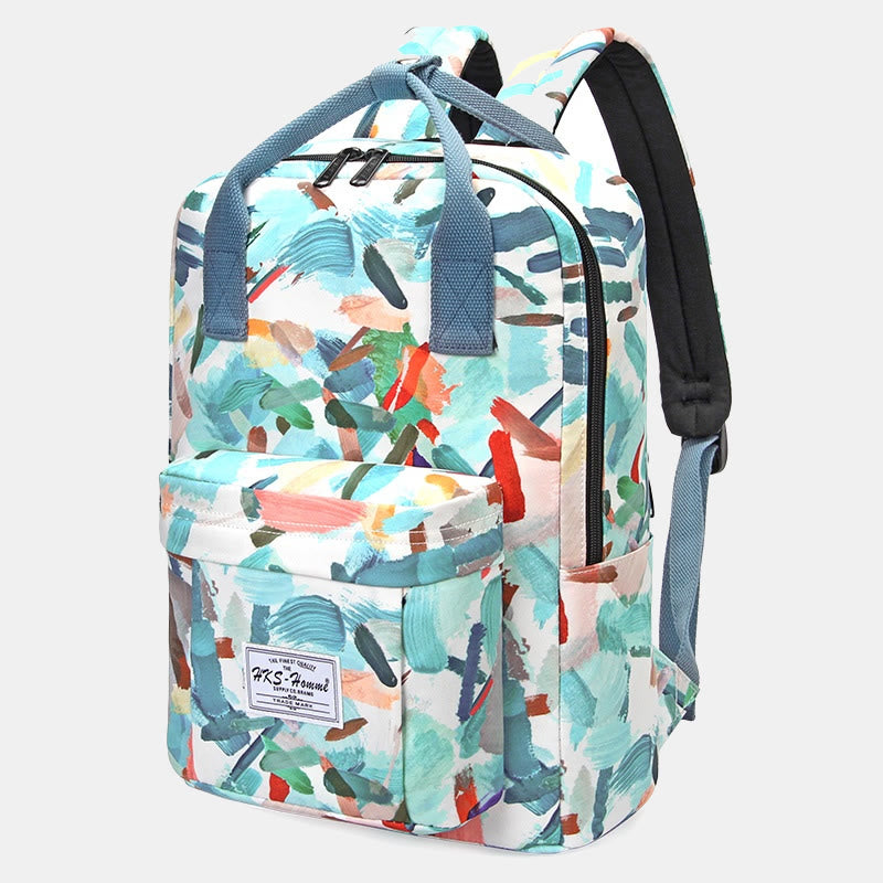 Mehrfarbig bedruckter Laptop-Rucksack, 15,6 Zoll, College-Schule, Büchertasche, Reise-Tagesrucksack