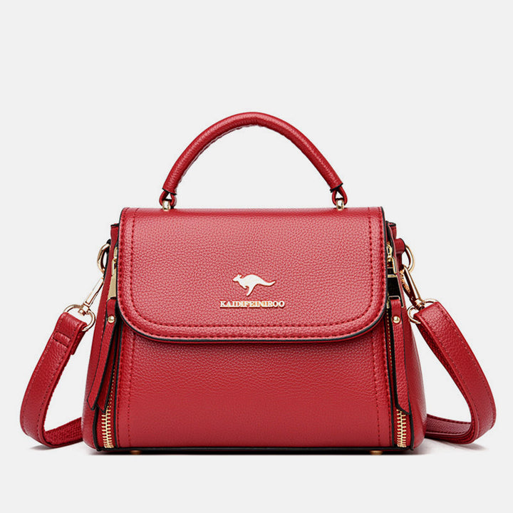 Doppelfach Top Griff Satchel Leder Umhängetasche Geldbörse Handtasche