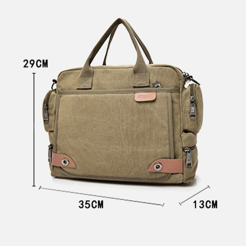 Messenger Bag für Herren, lässige Umhängetasche aus Canvas mit mehreren Taschen