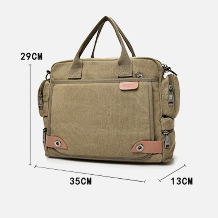 Messenger Bag für Herren, lässige Umhängetasche aus Canvas mit mehreren Taschen