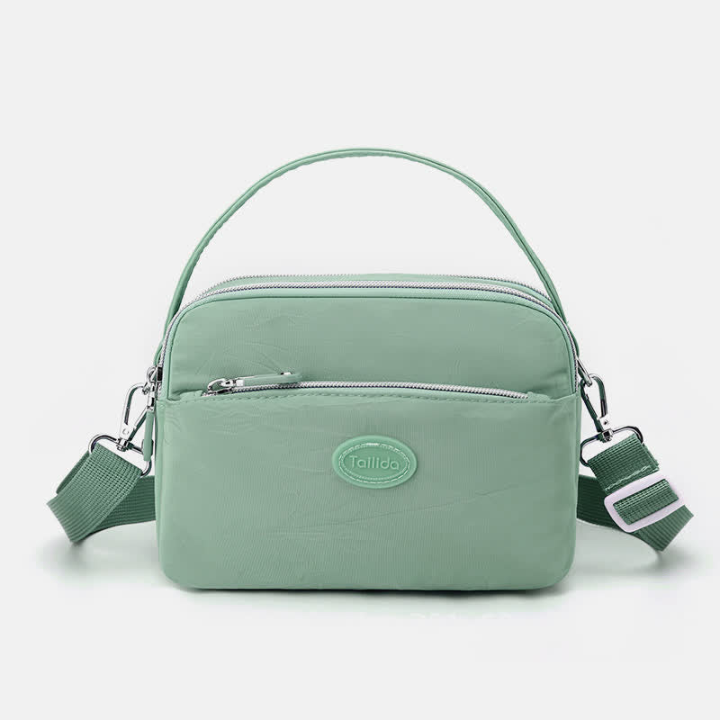 Umhängetasche für Damen, Schultertasche mit Dreifach-Reißverschluss, lässige Nylon-Geldbörse