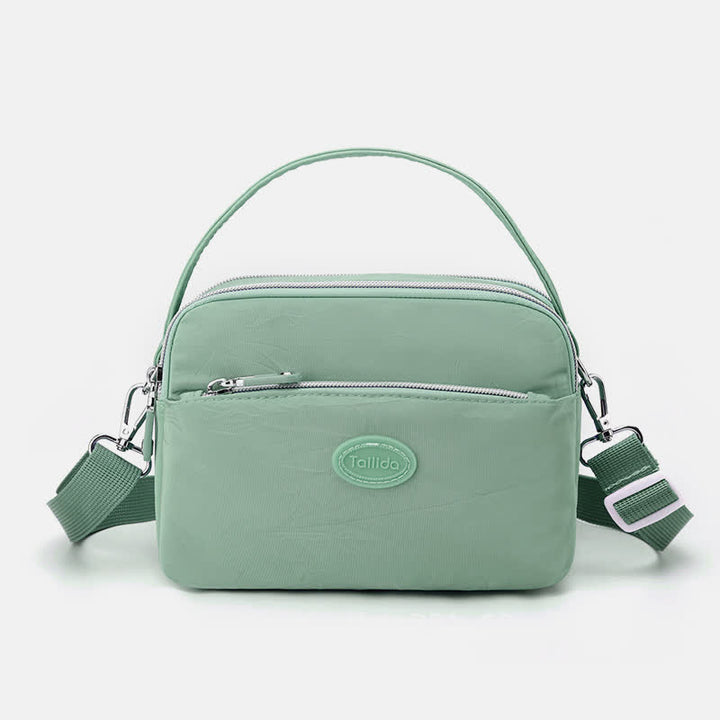 Umhängetasche für Damen, Schultertasche mit Dreifach-Reißverschluss, lässige Nylon-Geldbörse