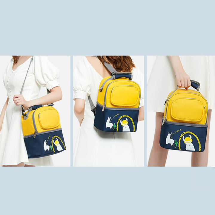 Mamatasche für Frauen Cartoon Multifunktionaler Outdoor-Rucksack mit zweilagigem Design