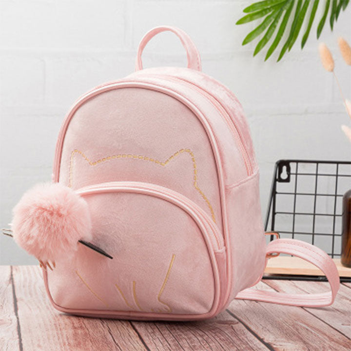 Mini-Rucksack mit aufgesticktem Katzenmuster