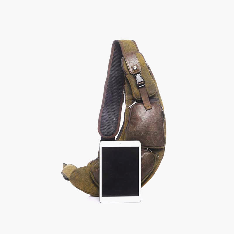 Sling Bag für Herren, sportlich, braun, Vintage-Canvas