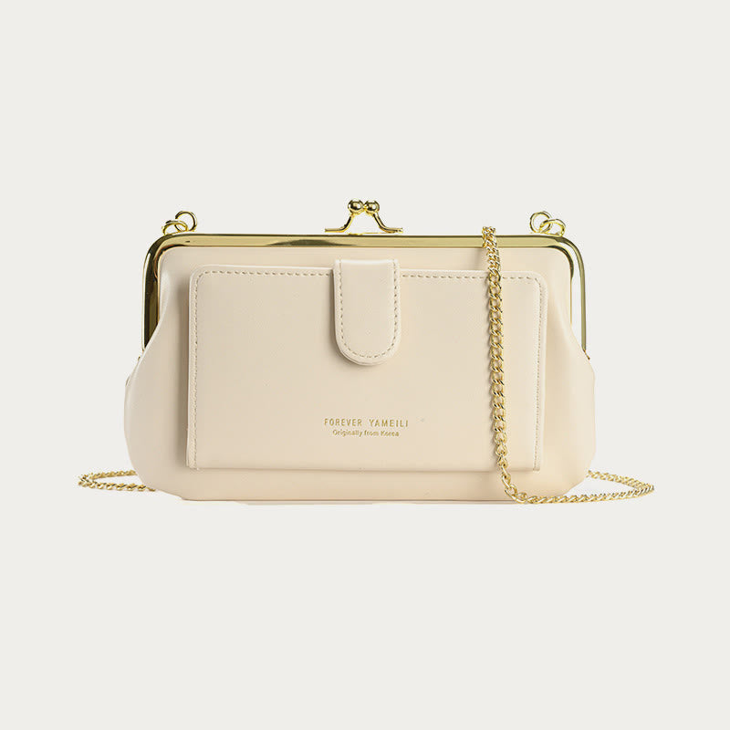 Handytasche für Damen, Umhängetasche mit Kette und mehreren Fächern