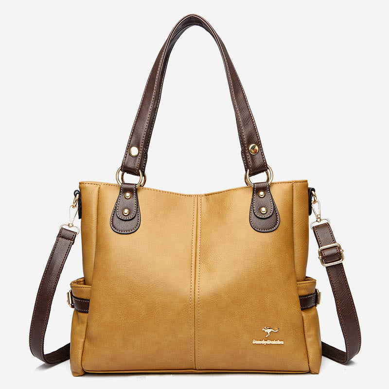 Helle Farbe Handtasche Tote Frauen Dating Große Umhängetasche Leder Geldbörse - Gelb - image 13