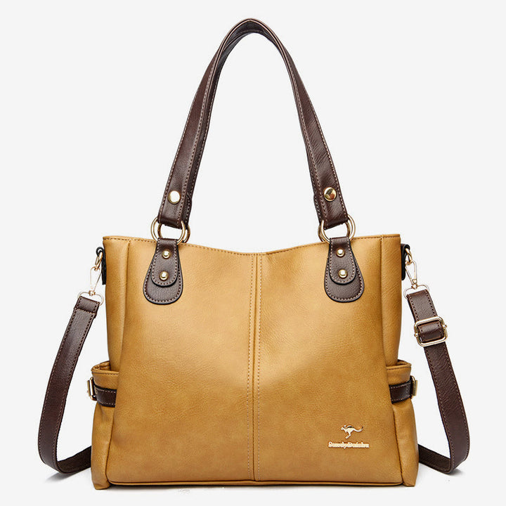 Helle Farbe Handtasche Tote Frauen Dating Große Umhängetasche Leder Geldbörse - Gelb - image 13