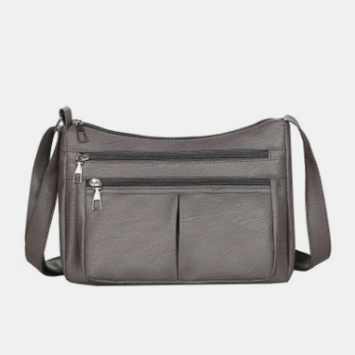 Umhängetasche mit 3 Reißverschlüssen für Damen, leichte, wasserdichte Schultertasche aus Leder