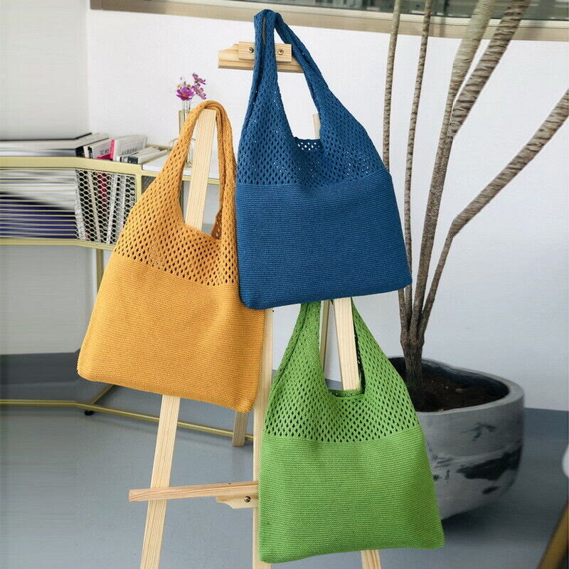 Einkaufstasche für Frauen im ethnischen Stil aus Wolle gestrickte Schultertasche
