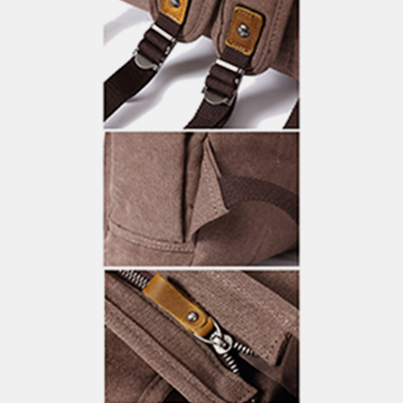 Unisex Canvas Leder Wandern Reise Rucksack Rucksack Schultasche Daypack
