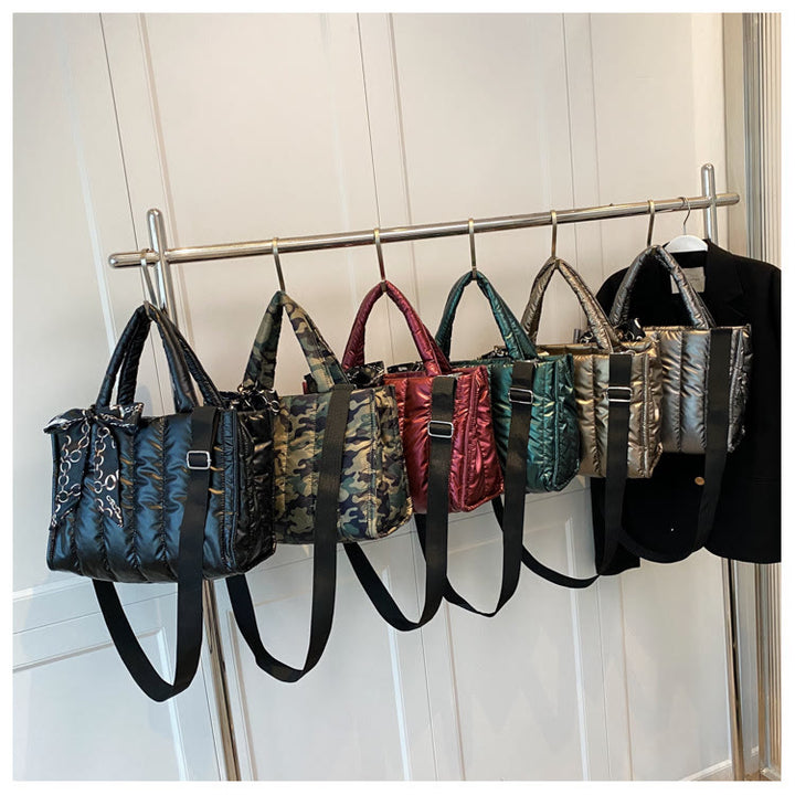 Daunenhandtasche, große Kapazität, abnehmbarer Riemen, Umhängetasche für den Winter