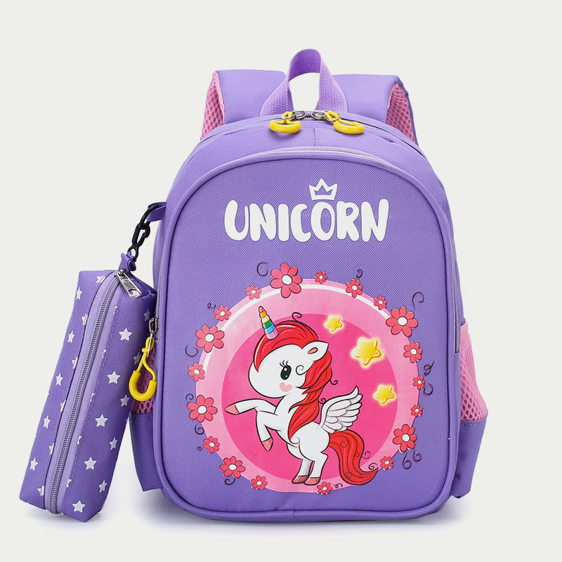 Rucksack für Kinder mit Cartoon-Druck, süßes Einhorn, Kindergarten-Schultasche