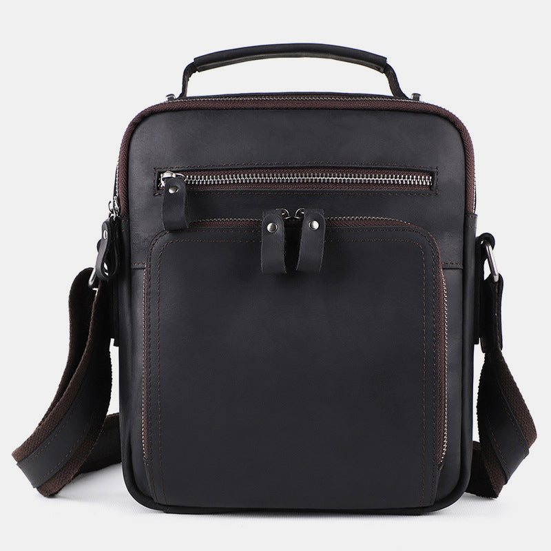 Kleine Umhängetasche für Herren, mehrere Taschen, echtes Leder, Umhängetasche