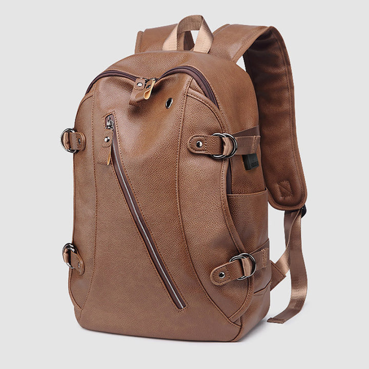 Multifunktionaler Diebstahlschutz-Lederrucksack mit großer Kapazität und USB-Ladeanschluss