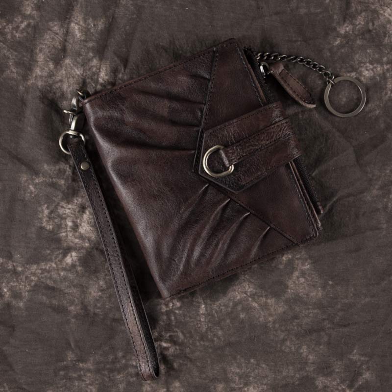 Retro-Clutch-Geldbörse für Damen, echtes Leder, mit Armband, Kreditkartenhalter