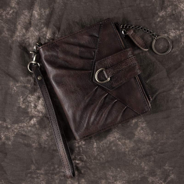 Retro-Clutch-Geldbörse für Damen, echtes Leder, mit Armband, Kreditkartenhalter