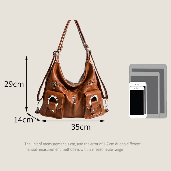 Umwandelbarer Rucksack aus weichem Leder mit zwei Fächern für Damen
