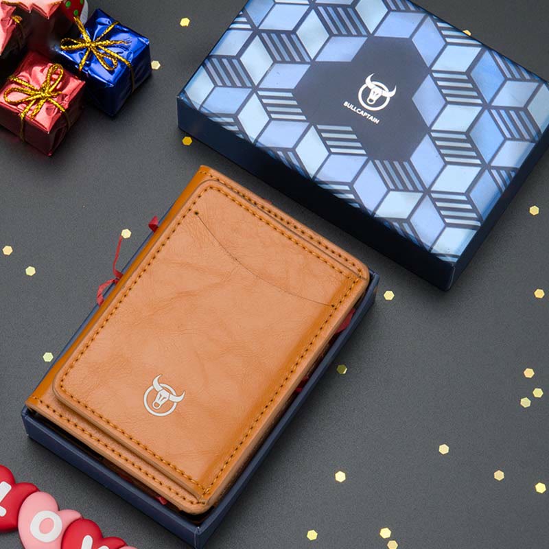 Geldbörse für Herren, minimalistisch, ausziehbar, Kartenhalter aus PU-Leder