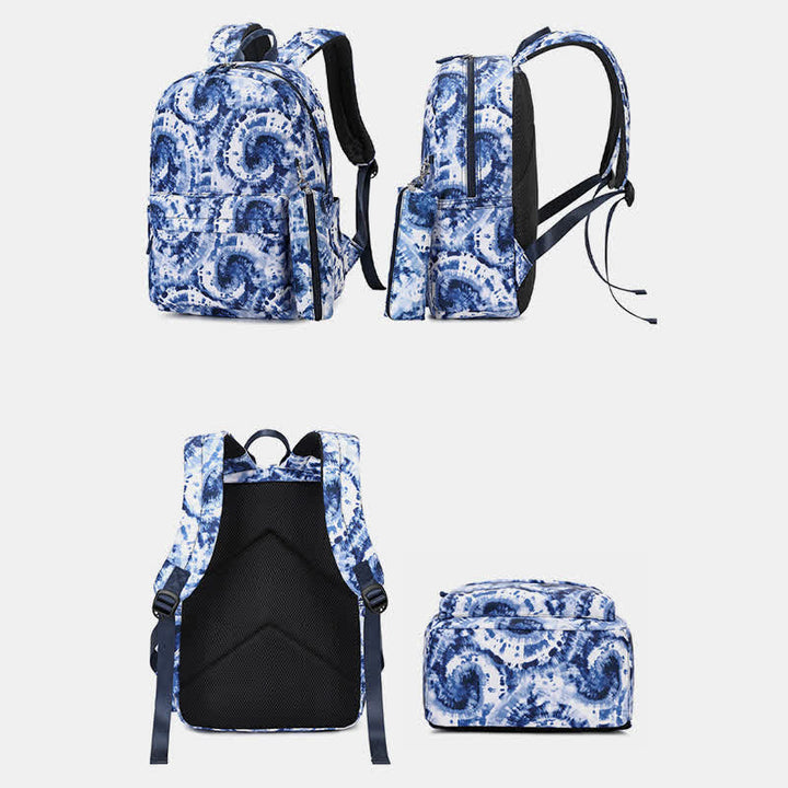 Schulrucksack-Set 3-teilig Batikmuster Mädchen Büchertaschen Lunchtasche Federmäppchen