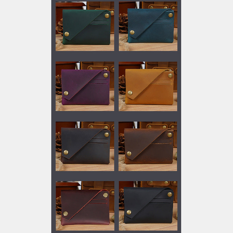 Retro-Handgemachtes Echtleder Kartenetui Vordertasche Geldbörse Münzgeldbörse