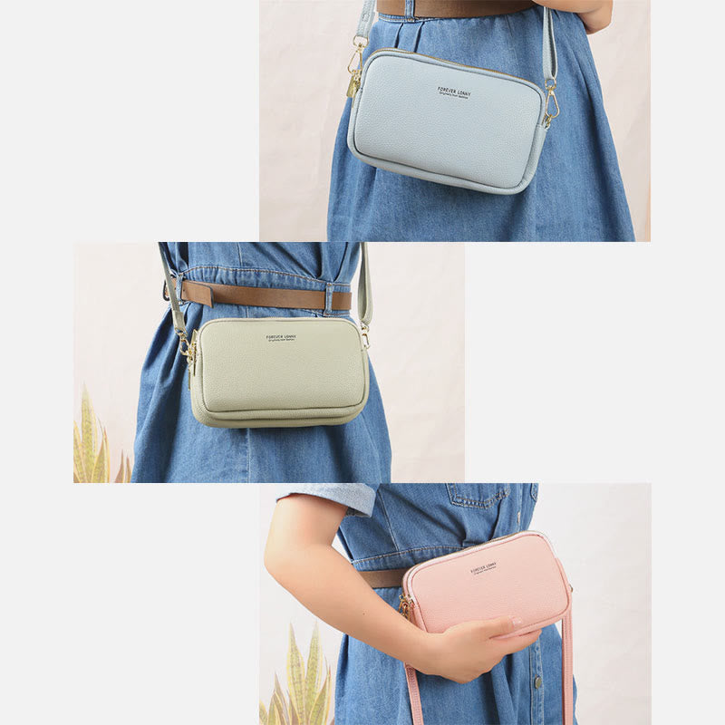 Handytasche mit drei Fächern für Damen, große Umhängetasche