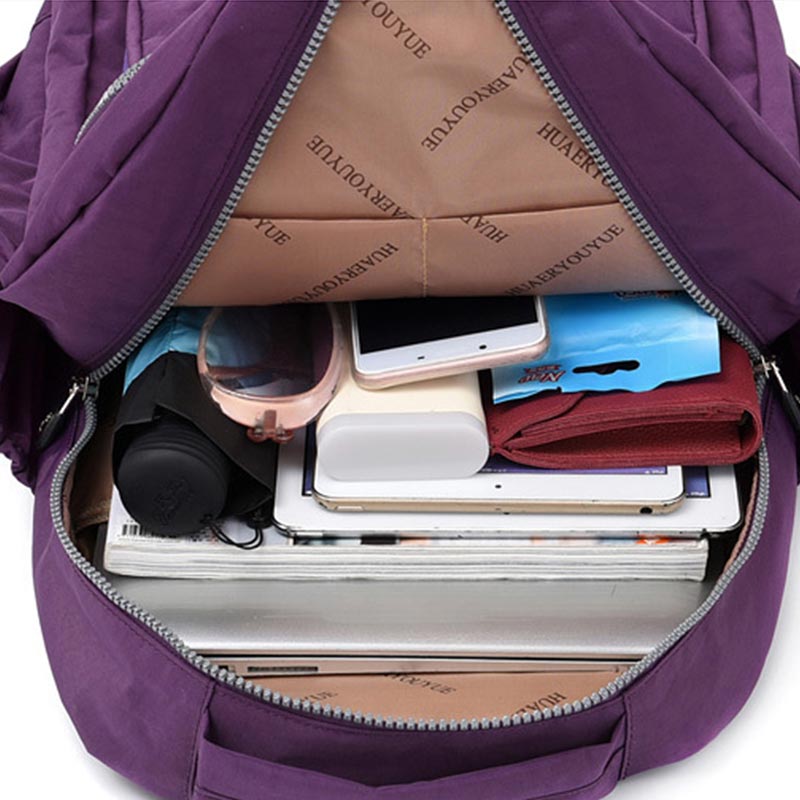 Nylon-Rucksack mit mehreren Taschen, leichter, lässiger Reise-Tagesrucksack für Damen