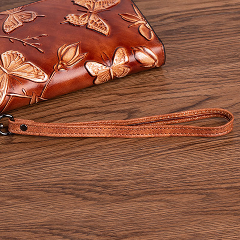 Retro Schmetterling Handtasche Frauen Elegante Lange Große Raum Leder Brieftasche