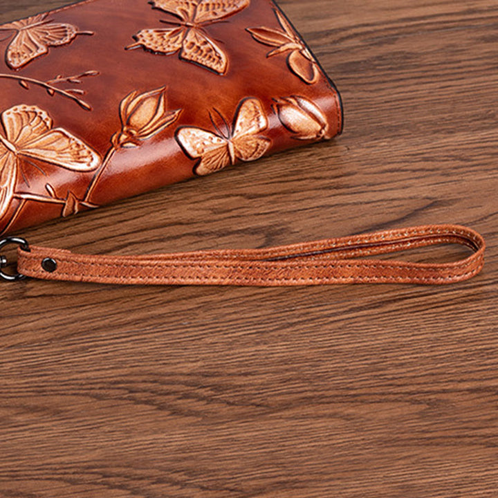 Retro Schmetterling Handtasche Frauen Elegante Lange Große Raum Leder Brieftasche