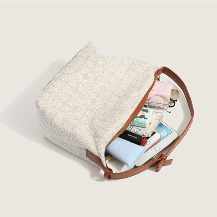 Canvas-Handtasche für Damen mit Hahnentritt-Muster, Schultertasche, Hobo-Umhängetasche