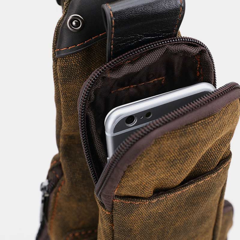 Sling Bag für Herren, schwarze Vintage-Business-Umhängetasche aus Canvas