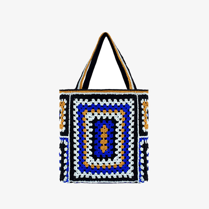 Vintage Tote für Frauen tragbare Pendlertasche handgestrickte Schultertasche