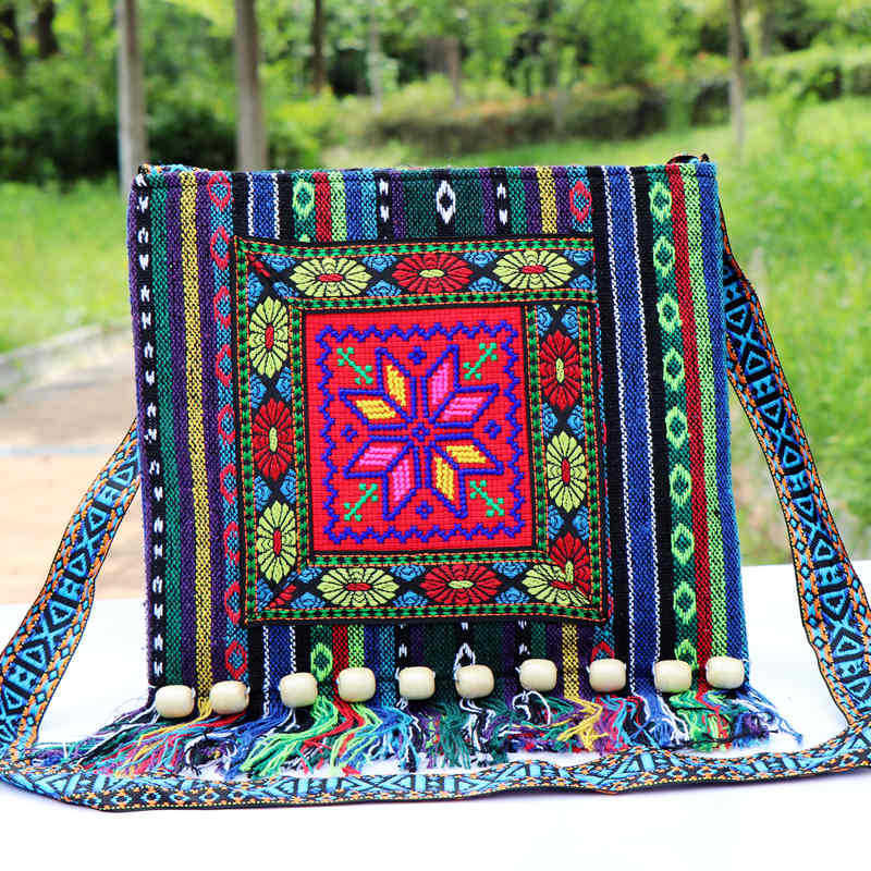 Folk Custom Schultertasche Damen Vintage Stickerei Canvas Umhängetasche