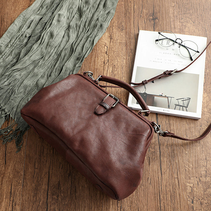 Handgemachte Retro-Handtasche aus echtem Leder