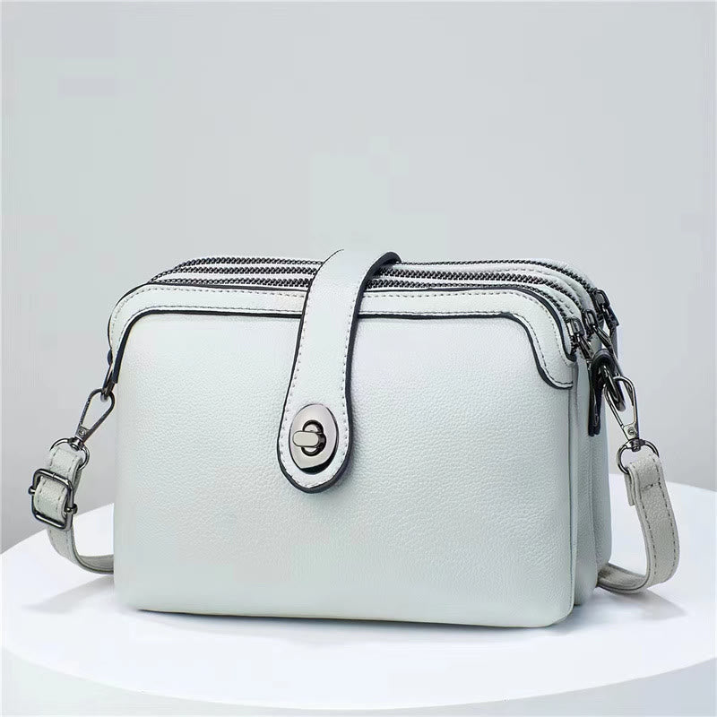 Ledertasche mit drei Fächern für Damen, große Kapazität, karierte Tasche
