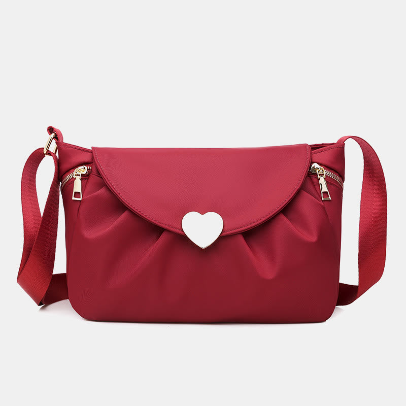 Umhängetasche für Damen mit Herzschnalle, wasserdichte Oxford-Tasche