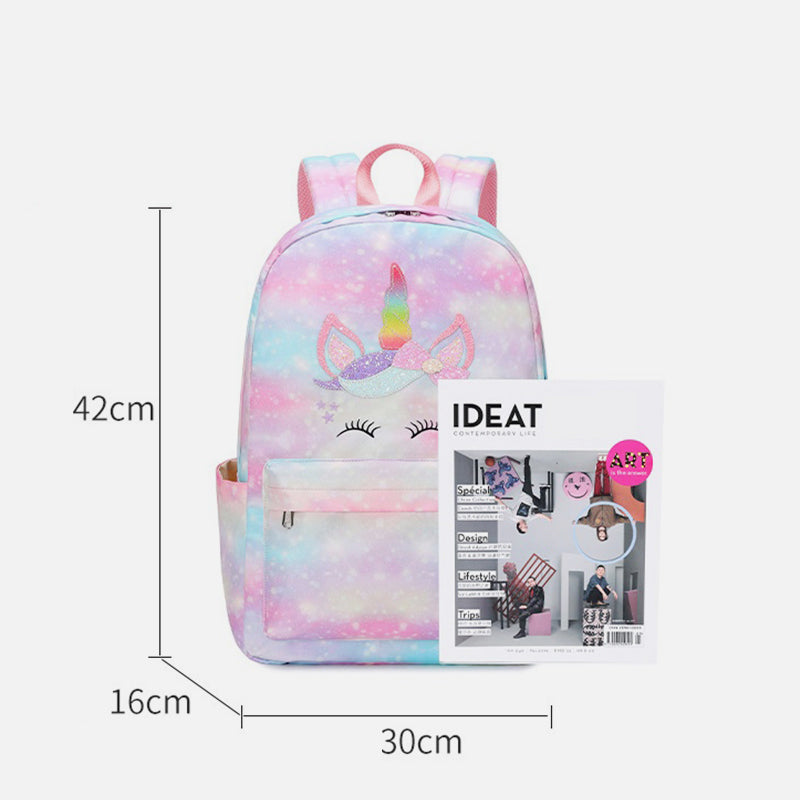 Einhorn-Schulrucksack für Mädchen, Kinder, Grundschule, Büchertasche, Lunchtasche-Set